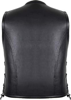 Leatherick Groove Club Lederen motorvest voor heren, zwart