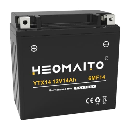 HEOMAITO Lead-Acid Battery YTX14-BS 12V 14Ah 10HR 300 CCA 6MF14-B HIGH PERFORMANCE Maintenance-Free Power for AGM Motorcycle Battery Motorcycles 4001200 CC ATVs 3501000 CC