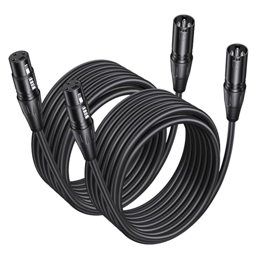 Aqdocvf 2 Pack 25ft Premium XLR Cable (Male to Female), Oxygen-Free Copper (OFC) Microphone Cord, Compatible with Recording Mixer, Amplifier, Speaker, Pro Audio Equipment for Stage/Studio Use, Black