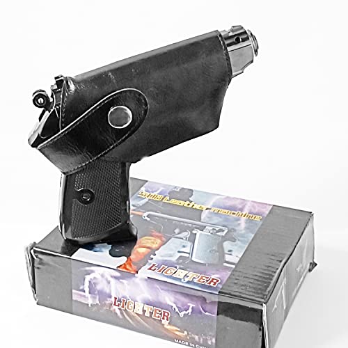 Image of Metallic Gun /Pistol Shape Barrel Pull Back System & Holster Pocket Lighter Pocket Lighter | 508 Gun Lighter with Cover Pocket Lighter (Silver)