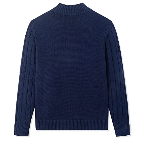 Kid Nation Boys' 1/4 Zip Casual Cable Knit Long Sleeve Pullover Sweater, Navy, 5-6 #TOP1