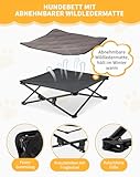 KingCamp Erhöhtes Hundebett Hundeliege Outdoor Haustierbett Haustierliege Atmungsaktivem Mesh & Wildledermatte & Rutschfesten Füßen für Reisen Garten Outdoor Indoor, Schwarz 57 x 57 x 23 cm