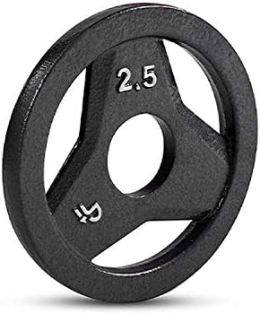 Day 1 Fitness Cast Iron Olympic 2-Inch Grip Plate for Barbell, 2.5 Pound Single Plate Iron Grip Plates for Weightlifting, Crossfit - 2” Weight Plate for Bodybuilding