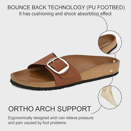 Image of Centrino Women's Berkin-Style Slip-On Sandals | Open Toe Design | Soft PU Footbed | Lightweight & Comfortable | Arch Support | On-Grip Sole | Casual Outdoor Wear (9228)