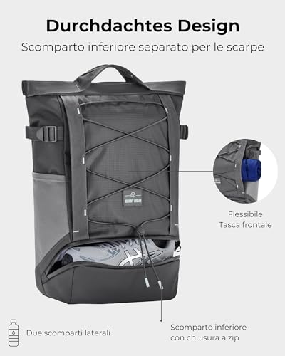 Johnny Urban Zaino Uomo Donna Grigio - Harper - Zainetto Da Viaggio Sport Tempo Libero Con Molti Scomparti - Scomparto Per Porta Pc 16 Pollici - Idrorepellente - 8