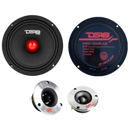 [CONTENUTO CONFEZIONE] 2 midrange DS18 PRO-GM6.4B da 16,5 cm 4 ohm + 2 tweeter SP AUDIO SPTW28 da 9,4 cm 4 ohm; Venduti come kit a coppia.