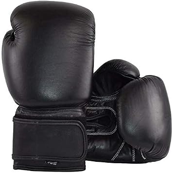 Top Grade Leather Boxing Gloves for Men and Women - Muay Thai Training Kickboxing Fighting Multi Layer Foam Sparring Gloves - Safety Strap Boxing Gloves with Black Palm 20oz, 22oz, 24oz