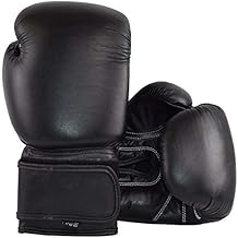 Top Grade Leather Boxing Gloves for Men and Women - Muay Thai Training Kickboxing Fighting Multi Layer Foam Sparring Gloves - Safety Strap Boxing Gloves with Black Palm 20oz, 22oz, 24oz