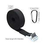 HONRIGO 4 PCS Adjustable Ratchet Tie Down Straps 5m × 25mm Heavy Duty Lashing Straps with 4 Carabiners & Quick‑Release Cam Buckles — for Trucks, Motorcycles, Vans, Trailers, Luggage - Image 2