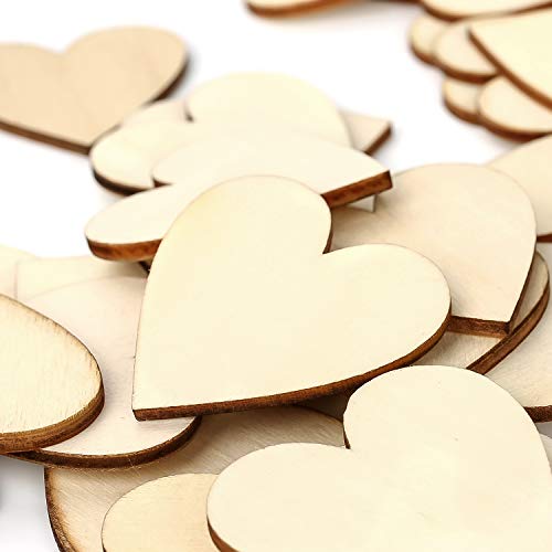 Crazy-m 75 Stück Holzherzen 60mm Herz Holz Dekoration Scheiben Naturholzscheiben unlackiert Holzherzen Verzierungen für DIY Handwerk Verzierungen Naturholzscheiben