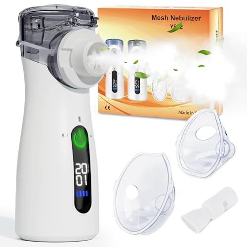 Nebuliser Machine for Adults & Kids Steam Inhaler Nebuliser for Kids Portable Nebuliser for Adults Sinus Inhaler with Digital Display Timed and Automatic Cleaning Suit for Travel & Home (Gray)