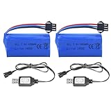 MOONZON 2PCS 7.4V 600mAh SM-3P Plug Li-ion Battery with USB Charging Cable Suitable for DE82 TK3086B G20601 RC Toy RC Car TK-3082B Special Effects Flipping Car