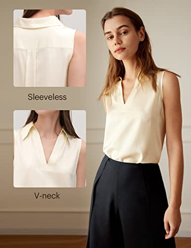 LilySilk Silk Shirts for Women 100% Pure Mulberry Silk Blouse Sleeveless Ladies V Neck Tops2