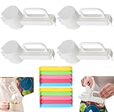 4 Pack Bag Clips With Pour Spout + 10 PCS Sealing Clips for Snack Storage, Reusable Plastic Cap Sealer for Small Particle Food, Liquid, Dog/Cat Food Organizer