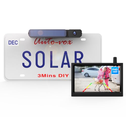 AUTO-VOX 5' Solar Rückfahrkamera Kabellos Set, 3 Mins DIY Installation Akkubetrieben, IP69K...