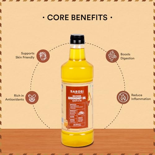 Image of BAROSI [Cold Pressed Groundnut Oil - 1L] | Kachi Ghani Peanut Oil |Pure, Natural & Organic, Unrefined Wood Pressed for Healthy Cooking| Helps Lower Cholesterol, Goodness of Omega 6 & Authentic Seed Flavour