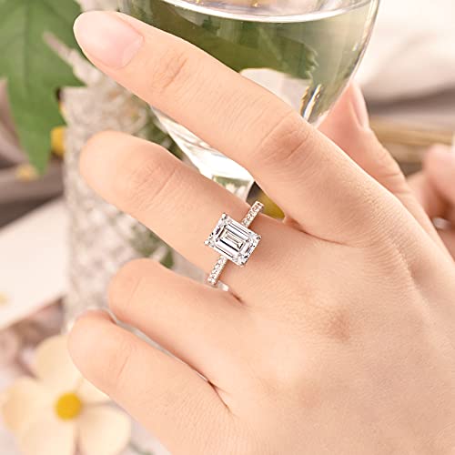 Sheloves 3 Carat Emerald Cut Engagement Rings For Women Aaaaa White Cz 925 Sterling Silver Wedding Ring Sz 7 #TOP3