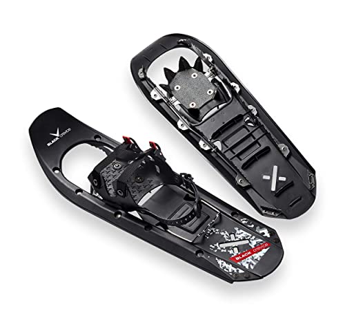 Black Crevice Schneeschuhe Kunststoff Zackenprofil Stainless Steel Steighilfe Ratschenbindung, 64 cm