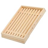 BinZyronic 長方形木製サービングトレイ – 食事の盛り付けやキッチン収納に適した多機能プレート (38x28cm,示されているように)