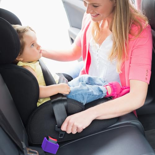 Image of 2 Pack Silicone Seat Belt Buckle Holder, Seat Belt Buckle Booster for Kids, Durable Silicone Material, Easy Access to The Buckles of Rear Seats, Car Accessories, Suitable for Most Car Models (Purple)
