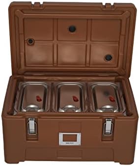 FORCOOK Top-Load Insulated Food Pan Carrier Food Warmer Box Hot Boxes for Catering Keep Food Hot Or Cold with Three Third-Size 18/8 Stainless Steel Leak-Proof Hotel Pans