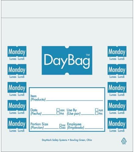DayMark 112378 Clear/Blue Monday 7" x 6.5" Portion Bag - 8000 / CS