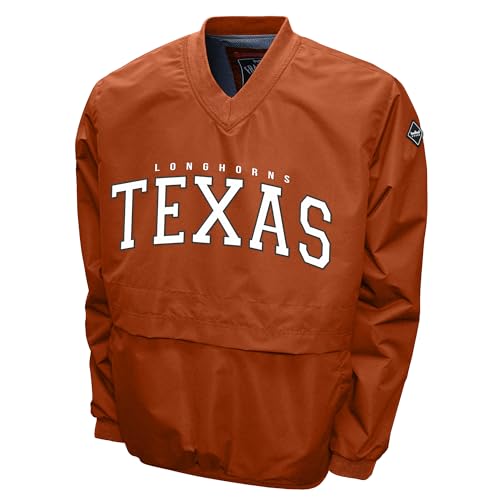 2Bhip NCAA Texas Longhorns Adult Orange Lightweight V-Neck Windbreaker Wind Shirt Pullover Jacket For Men