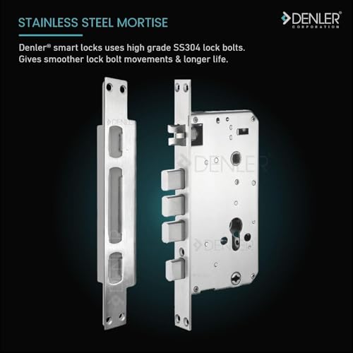 Image of Denler F4s 7-in-1 Smart Door Lock | 3D Face ID | Fingerprint | App Unlock | LCD Camera | Inbuilt Wi-Fi | Android & iPhone Support | RFID Card | PIN | Key | for Min 40mm Door