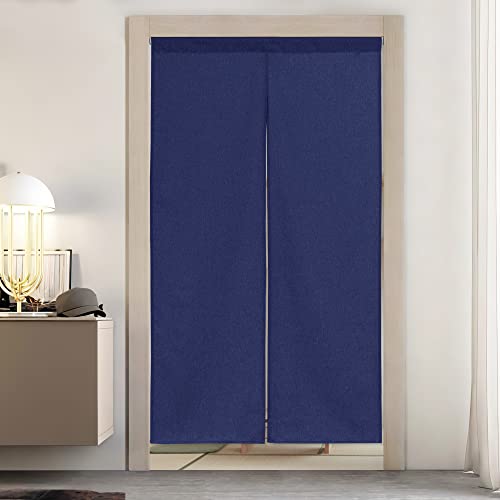 PONY DANCE 遮光 のれん ロング おしゃれ 目隠し 無地 和風 玄関 和室 ナチュラル 幅85丈170cm ブルー 1枚入り