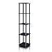 FURINNO Turn-N-Tube 5-Tier Corner Square Rack Display Shelf, Round, Black/Grey