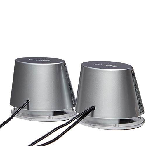 AmazonBasics - Altoparlanti per computer, alimentazione USB, con suono dinamico, Argento, confezione da 4