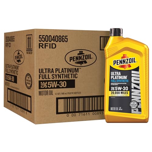 Pennzoil Ultra Platinum Full Synthetic 5W-30 Motor Oil, 1 Quart (6 Pack)