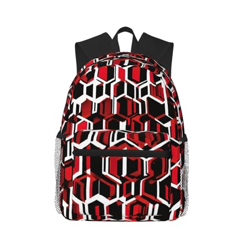 Sac à dos ordinateur portable noir pour travail et voyage avec imprimé géométrique
