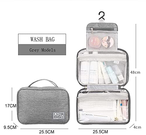 Image of Styleys Travel Cosmetic Bag for Men Women, Hanging Toiletry Bag, Makeup Pouch, Waterproof Makeup Cosmetic Bag Travel Organizer for Accessories, Shampoo (Grey - S11087)