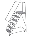 Tri-Arc WLAR106245-D4 6-Step, 21" Deep Top Rolling Ladder with Handrails, 24" Wide Grip Strut Tread
