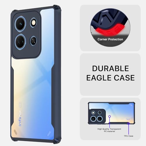 Image of Pikkme Infinix Note 30 5G Back Cover | Crystal Clear Transparent Back | Ultra Hyrbid | Full Camera Protection | Raised Edge | Bumper Back Case (Blue)