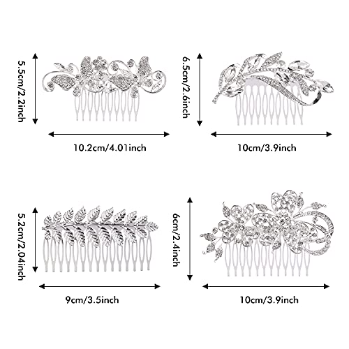 Cinaci 40 Pack Shinning Silver Rhinestone Butterfly Leaf Flower Bridal Hair Side Combs+U-Shaped & Twist Hair Pins Clips Barrettes Wedding Headpieces Accessories For Women Girls Brides Bridesmaids #TOP4