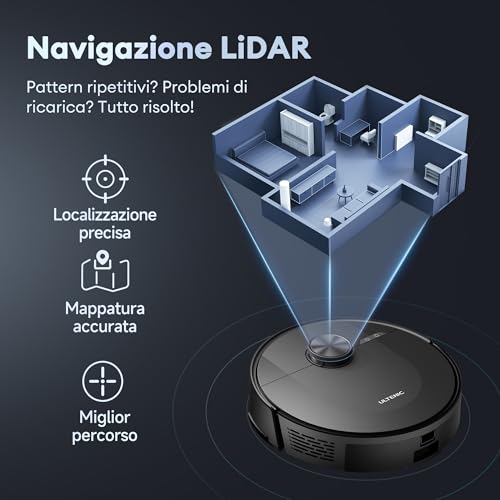 Ultenic Robotstofzuiger 6000 PA Zuigkracht, Laser Navigatie, Alexa, App Besturing, Stil, Ultradun, Lange Batterij - Afbeelding 4