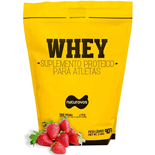 Whey Protein - 907G Refil Morango - Naturovos, Naturovos, 907 G