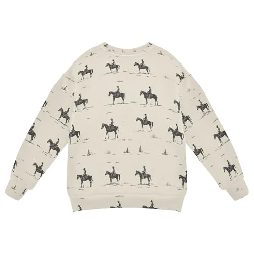 JUNZAN Western Cowboy Horse Wilderness Little Girls Sweatshirts Hoodies Crewneck Outerwear for Kids Athletic 4T2