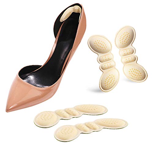 Heel Cushion Inserts/Heel Grips/Shoe Pads for Women Flat or High Heel to Prevent Heel Slipping Out of Shoes, Improve Shoes Too Big, Rubbing, Blisters, Foot Pain 2 Pairs (Beige)