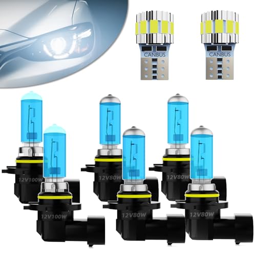 Image of Headlight Bulbs Fit For Toyota Camry 2000-2006,9005 High Beam + 9006 Low Beam + 9006 Fog Lights Halogen Light Bulb + License Plate Light Combo,5500k White,Plug-N-Play,Pack of 8