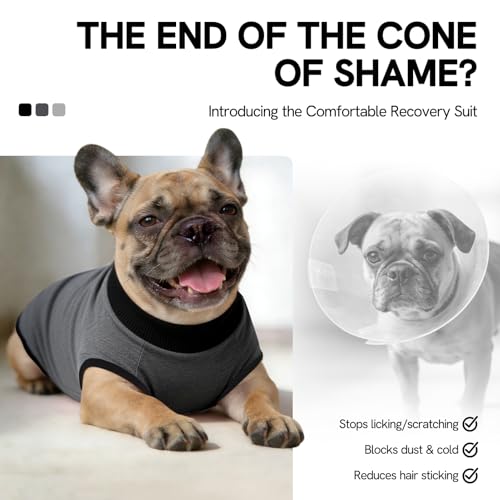 Image of SAWMONG Recovery Suit for Dogs Female Male, Cotton Breathable Dog Onesie After Surgery Spay Neuter, Professional Dog Surgical Suit, Substitute Pet E-Collar Cone (Grey, 3X-Large)