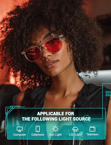 TIJN Sleep Glasses for 99.9% Blue Green Light Blocking Dual AR Coatings Red Lens for Computer Gaming Reduce Eyestrain,Declan