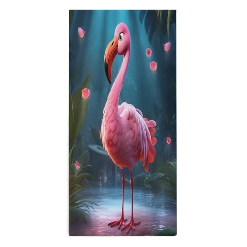 LYDSKGEQ Portable Towels, Flamingo in Habitat Printed Towels,Yoga Towels,Adult Towels,Fitness Towels,Travel Towels