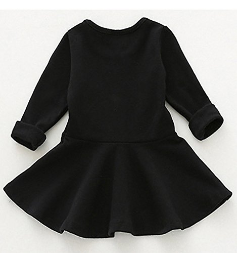 GSVIBK Baby Girls Cotton Dresses Toddler Solid Dress Girl Casual Ruffle Dresses Infant Short Sleeve Summer Dress 476 Black 130
