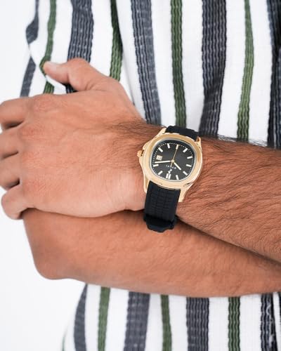 Image of Sylvi Urbanic Men's Analog Watch with Date Display, Silicone Strap, Water Resistant
