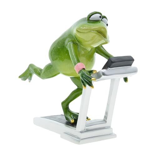 Shntig Statuetta da collezione in resina che corre e fa il bagno in miniatura per la decorazione della casa e del giardino, statua animale ornamento regalo piccole rane statuetta