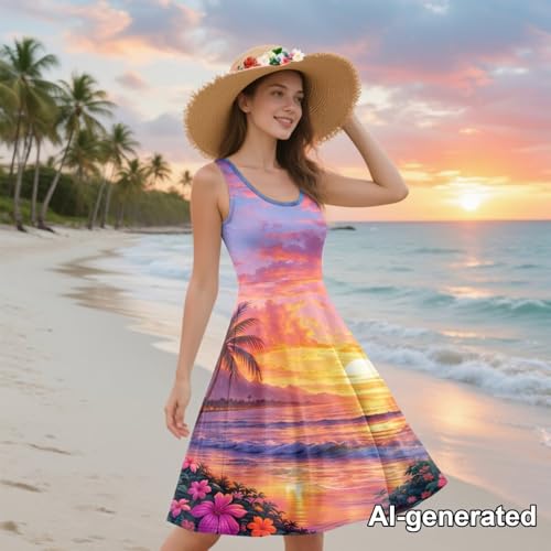 Image of Hawaii Matching Couple Outfits Husband and Wife Clothing Fashionable Mens Casual Shirts Hawaii Dress with Soft Fabric