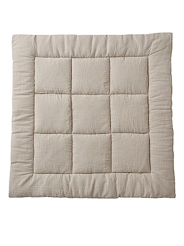 VERTBAUDET Tapis de Sol/Fond de Parc uni Gaze et Percale de Coton Taupe 100X100